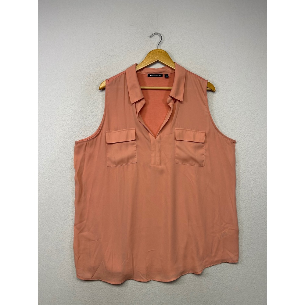 Business Casual Professional Architect Womens 3X Coral Sleeveless V-Neck Blouse